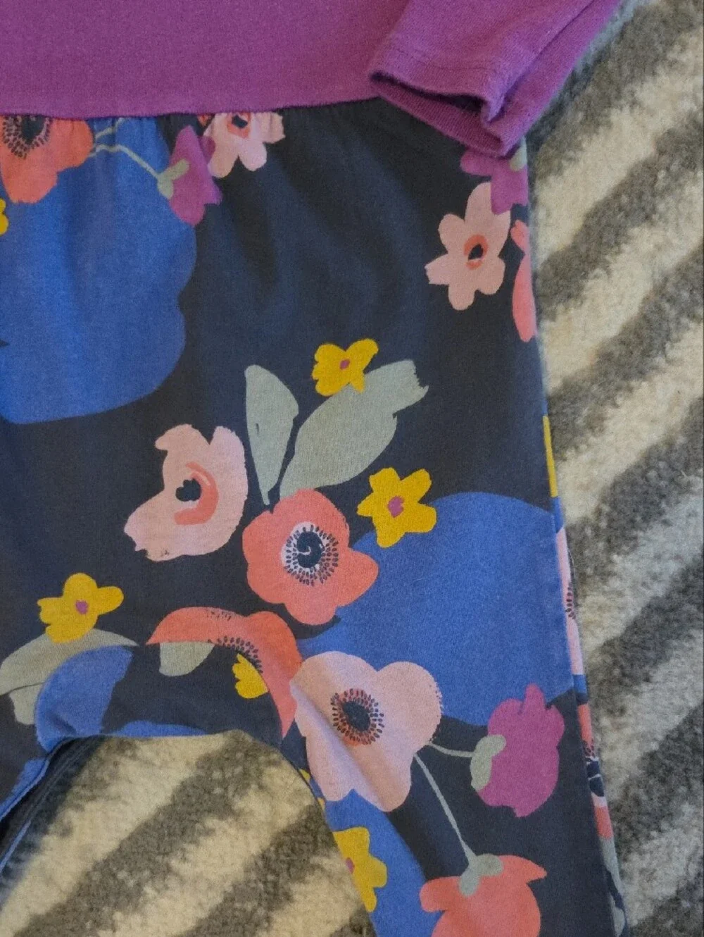 Tea Collection Onesie Purple Top and Navy Floral Bottom Size 6-9 months
